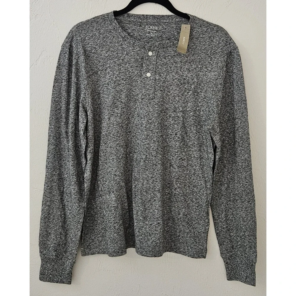 J. Crew Men's Long Sleeve Henley in Heather Gray